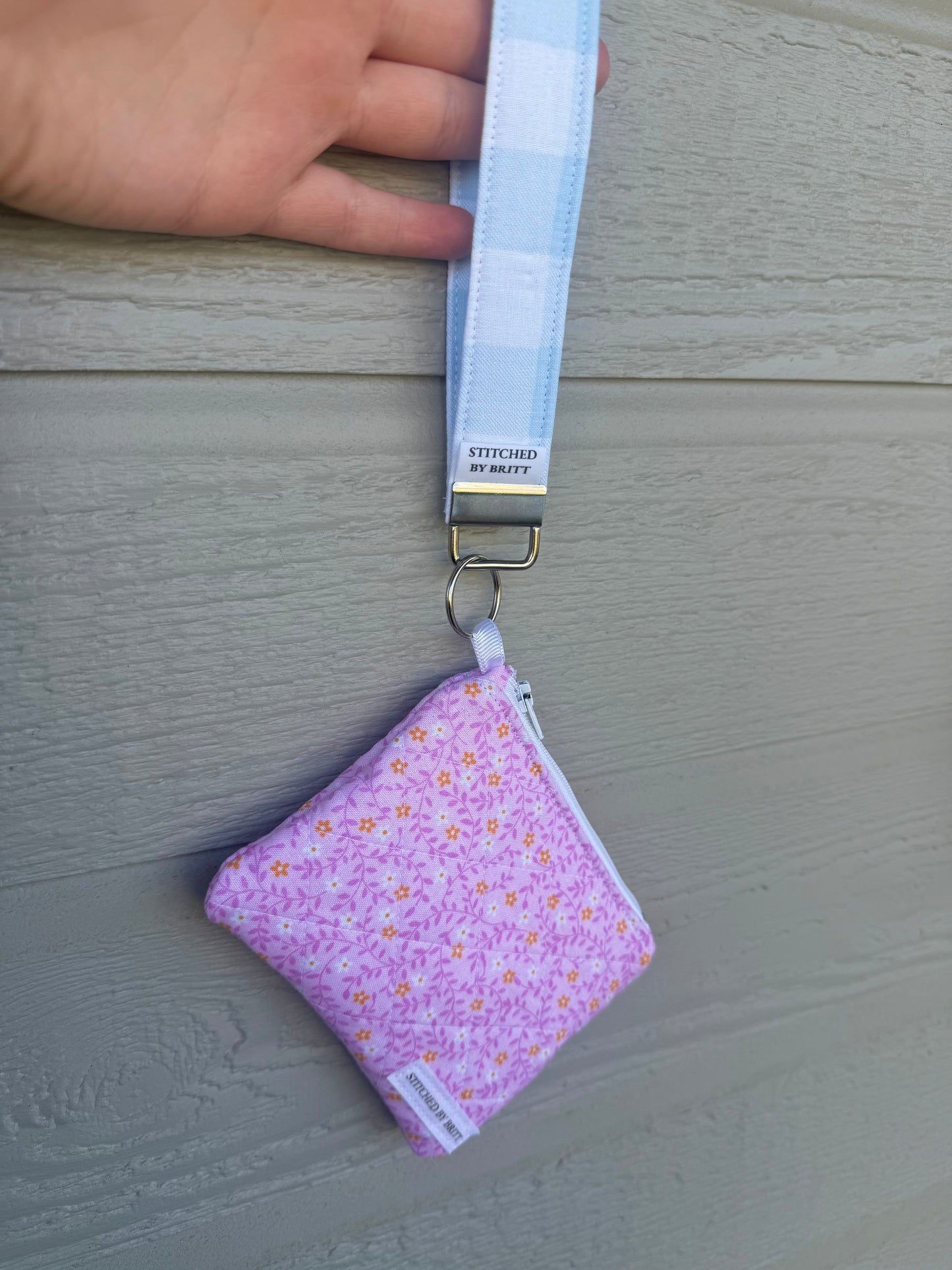 The Light Blue Gingham Wristlet