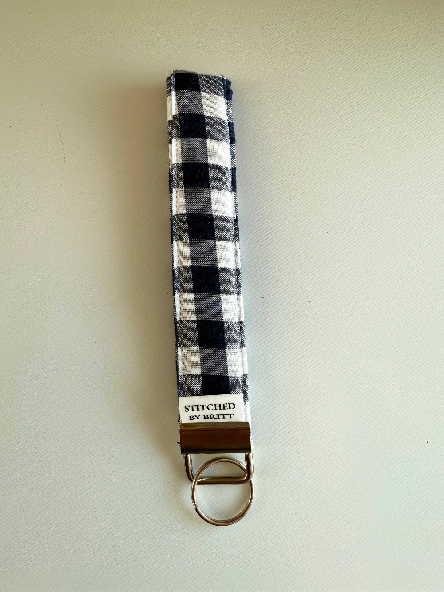 The Navy Gingham Wristlet