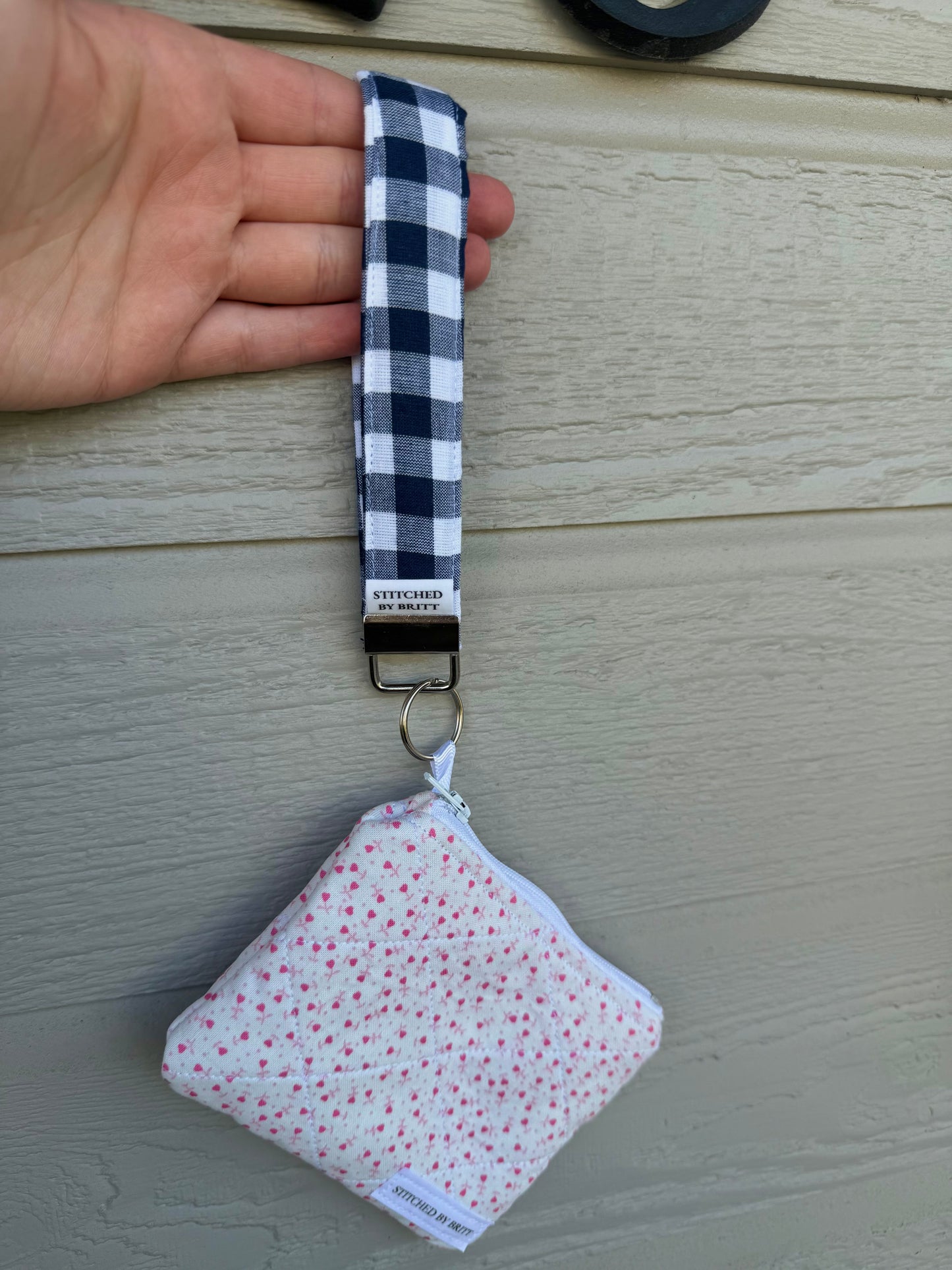 The Navy Gingham Wristlet